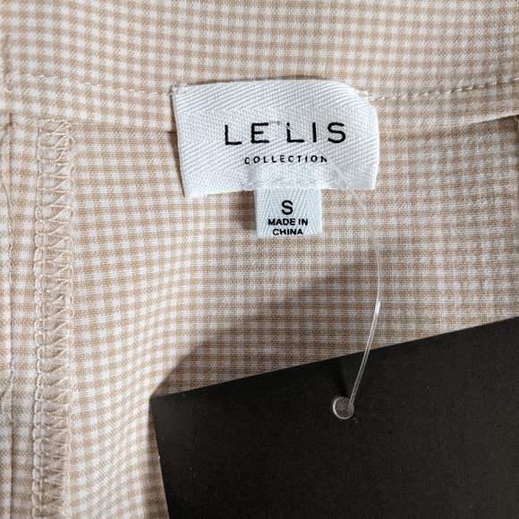 Le Lis Collection Mini Skirt White Tan Plaid S - Picture 4 of 5
